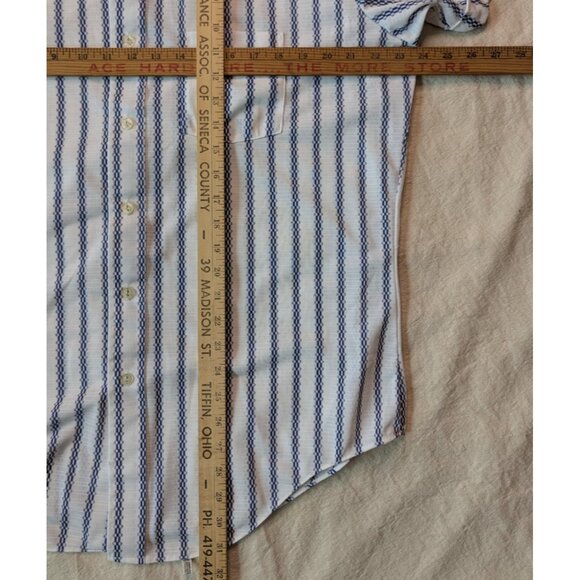 Golden Emblem VTG 60s Men's Polyknit Short Sleeve Striped Rockabilly Shirt 16.5 - Picture 7 of 7